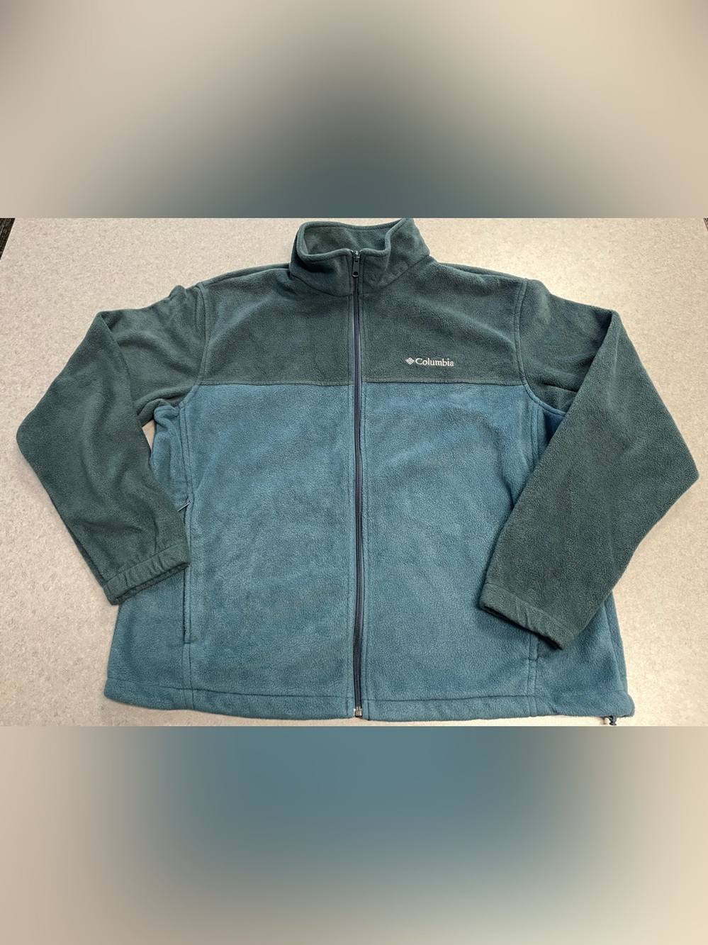 Columbia Men's Two-Tone Teal Full-Zip Fleece Jacket—XL